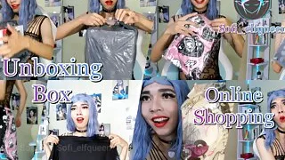 Unboxing new online shopping package