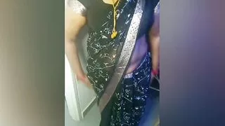 Amma's Black Saree Hip and Navel Seduction