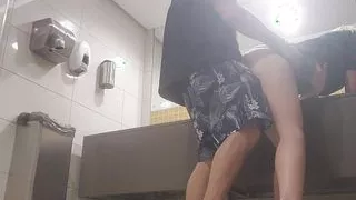 Cheating with my ex wife in public bathroom while my new wife is busy shopping