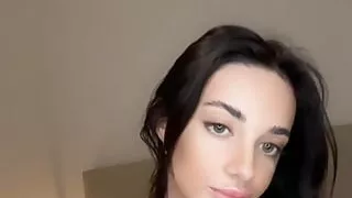 Girl alone taking off her panty