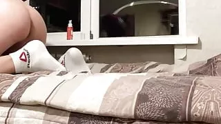 The teenager stayed overnight with a classmate and fucked her on her parent's bed