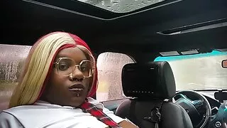 Naughty Gothic Ebony College Girl Masturbates and Squirts In Her Car