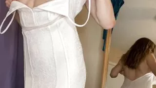 Simone Soros mini dress try on with no panties