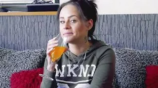 A tattooed German slut loves sucking a loaded cock