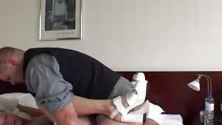 A slim blonde teen from Germany loves riding a hard cock