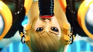 Sci-fi BDSM cuffed and fucked. A sexy young hottie and shemale android in the lab