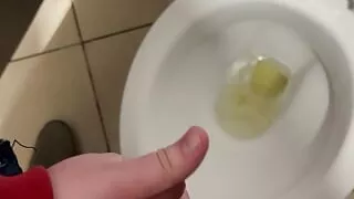 Wanking my hard cock off and shooting my cum all over the toilet