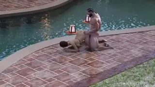 Backshot by the Pool with your Wife - 3D Animation