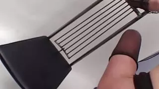 Stockings wearing blonde from Germany gets her ass sprayed