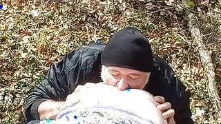 Daddy get twink's ass in the woods