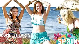 Teen lesbian outdoor yoga and sex