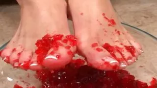 A brunette German slut gets her feet messy before getting fucked