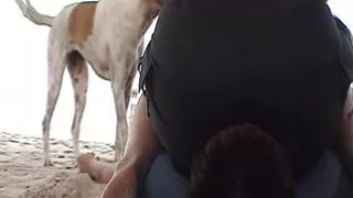 A wild German lady sitting on her slaves's face at the beach