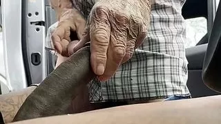 caught stroking my cock in my car by someones grandpa