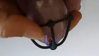 Sissy chastity training inserting penis plug inside my caged cock