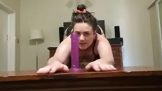 Pussy sliding on dildo