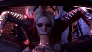 Harley Quinn Sucking The Bat Under His Desk