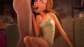 Nerdy Slut Doing Her Best To Deep Throat A Cock