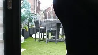 Classy Filth walking outdoors with CUM on her FACE