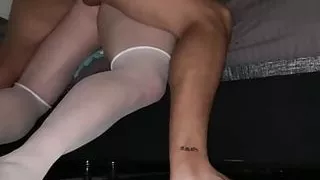 I fuck her and cum on the closet crossdresser's face