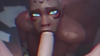 Cute Ebony Girl Sucking Big Cock