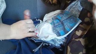 fat woman in the backseat sucks and jerks off my cock