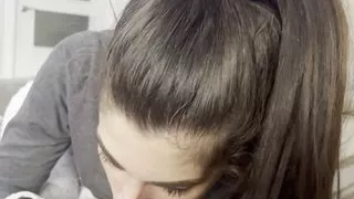 Hot stepsister sucks her stepbrother's cock in the morning