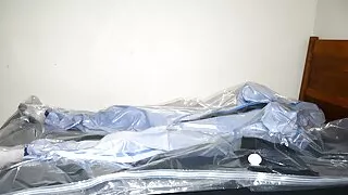 Apr 18 2023 - An extremely exciting vacbag session in slvrbrboys blue PVC coveralls