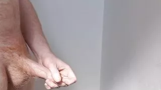 British Redhead Stroking In A Public Bathroom