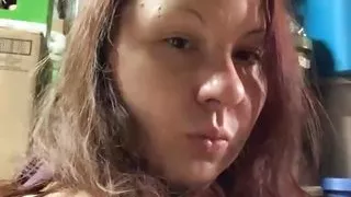 Riding dildo deep and squirting