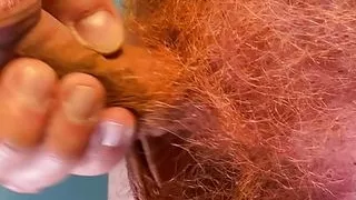 Chubby ginger slapping his big hairy balls