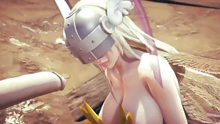 Angewomon Deepthroat Blowjob : Digimon Hentai Parody