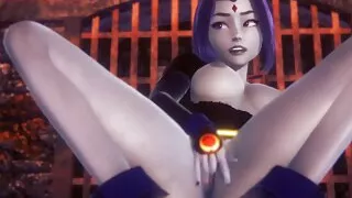 Raven is rubbing and fingering her pussy : Teen Titans Porn