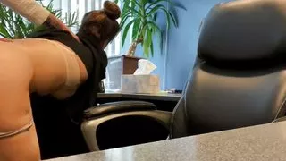 Secretary sucks and fucks her boss to save her job