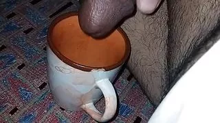 Masterbating and cumming in cup