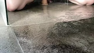 Riding dildo in Shower