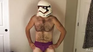 Stormtrooper Tries On Panties Striptease