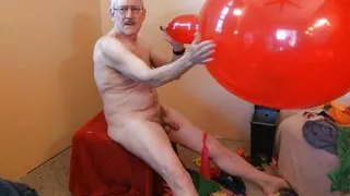 92) Part 2 - Red Tuf-Tex 24" Balloon Pop JO Cum