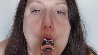 Making myself cum with Glass Dildo