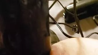 Wife legs wide open close up vibrator in pussy