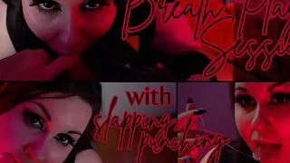 Chubby slut gets punched, slapped and sucks dick