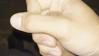 Twink boy masturbating dick in public