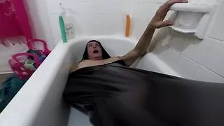 Lizzy Yum April 2023 Sex Slave  BDSM self bondage restraint bag pussy shemale orgasm solo masturbation