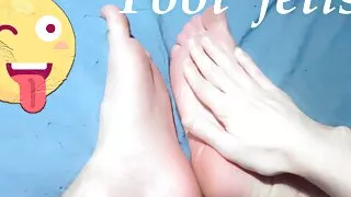 Foot fetish. The guy kneads his feet.