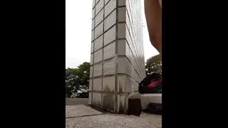 Public park naked cumshot