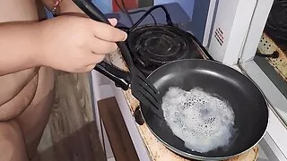 My sex slave eats my cum fried with butter