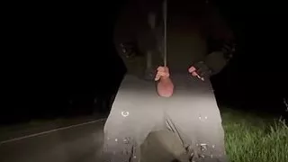 taking a risk and pissing all over the place and myself on a busy road