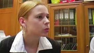 A beautiful German babe taking two hard rods deep inside her muff