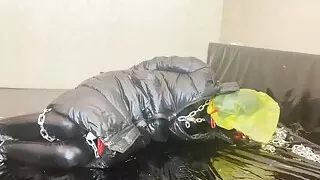 Fejira com Down coat chain self bondage and orgasm play