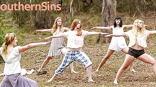 Outdoor Yoga Lesson with Lesbian Aussies